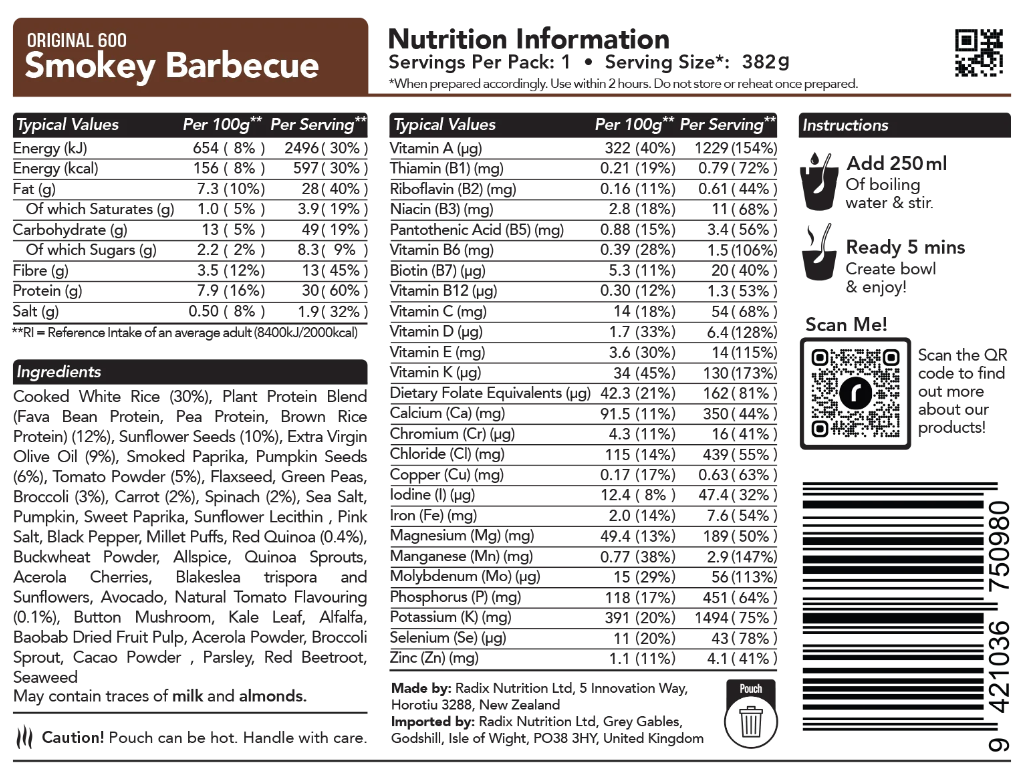 Radix Freeze Dried Meals (V) (GF)