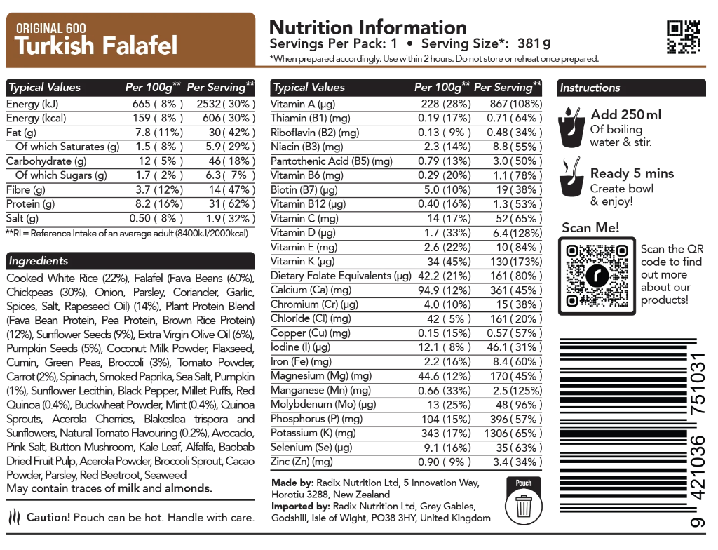 Radix Freeze Dried Meals (V) (GF)